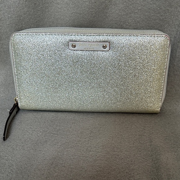 kate spade Handbags - Kate Spade Kenzie Glitter Zip Wallet Shimmering Silver